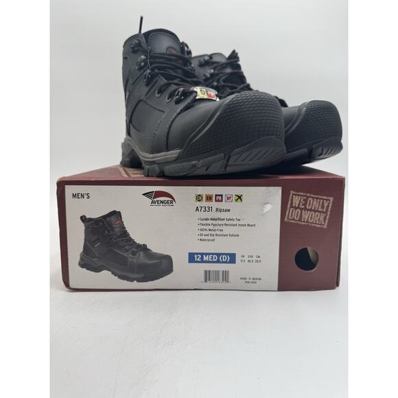 NEW Avenger RIPSAW Men's Safety Toe Work Boot Black US Size 12 Medium NIB - Picture 11 of 11